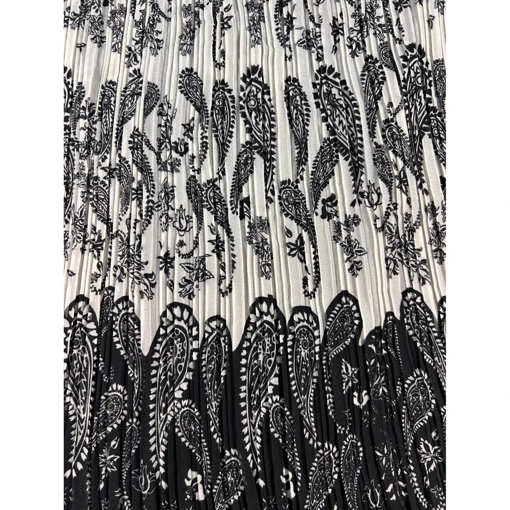 Metrowear Andi + James Pleated Midi Skirt Bundle Black White Paisley Grid Large